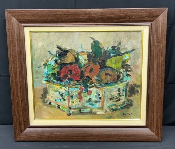 【江】ポール・アイズピリ 油彩 静物画 模写 サイン有 約55.6cm&times;63.2cm (古美術品)BXZ2919 DVTcjgb OPTszwr