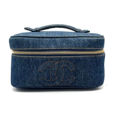 1円 良品 CHANEL シャネル ココマーク デニムハンド バニティ バッグ fY05429aA