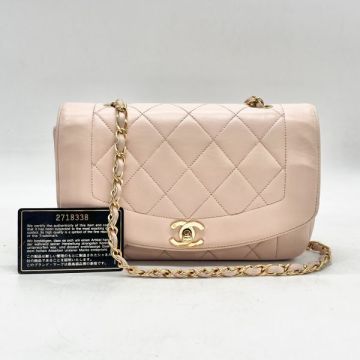 1円 良品 CHANEL シャネル ダイアナ マトラッセ ココマーク ラムスキン チェーン ショルダー バッグ fY0729A