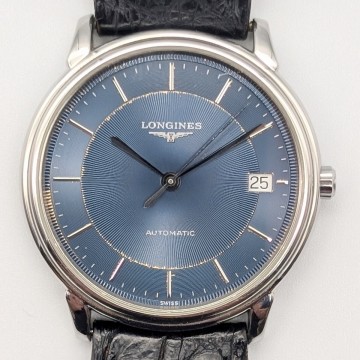LONGINES Les Grandes Classiques L4.678.4 ロンジン グランドクラシック 自動巻き ネイビー文字盤 デイト 純正革ベルト メンズ腕時計 稼働