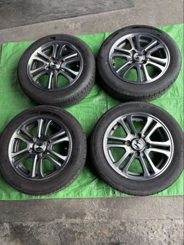 155/65R/14 ホンダ　N-BOXカスタム 純正ホイール バリ溝タイヤ付き 4本N-WGN N-ONEなどへ