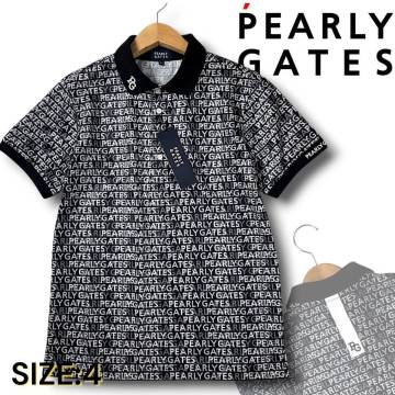 新品 PEARLY GATES パーリーゲイツ 定価2.5万 吸水速乾 軽量 ハニカム カノコ ランダムロゴ柄 ストレッチ 半袖 ポロシャツ 4 M P5000