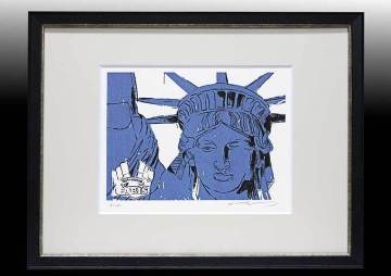 アンディ・ウォーホル 直筆サイン 証明書 シルク「Statue of Liberty　自由の女神　6/110」真作