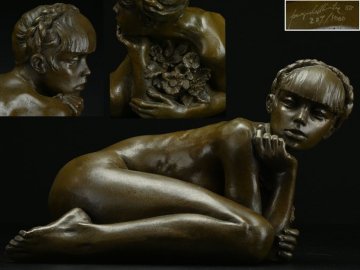 【 Jacques Le Nantec（ジャック・ル・ナンテック）銅製 ブロンズ 置物 227/1000 88年製 y090611 】金工 銅器 彫刻 オブジェ 仏人作家