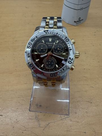 【g704】稼働 TISSOT ティソ PRS200 T362/462 クロノグラフ デイト クォーツ メンズ 腕時計 200M防水 コンビ 黒文字盤