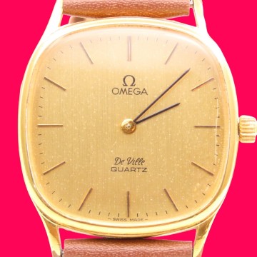 ■♪価格高騰! 資産価値！ 稼働 電池新品 メンズ ビンテージ 高級超レア！ OMEGA オメガ Deville デビル クオーツ ベルト新品