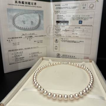 【極上/オーロラ天女/K18WG/大珠】あこや真珠 パール ネックレス 8.5mm 18金 40.2g 43cm akoya 真科研/真珠科学研究所 極美品 テリ最強