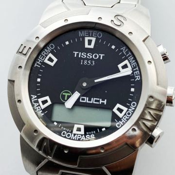 TISSOT T-TOUCH 腕時計 クォーツ ティソ Z251 ブラック文字盤 デジアナ Tタッチ T-タッチ　ジャンク