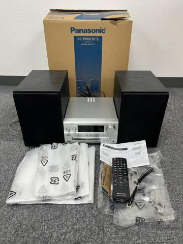 【1円スタート】パナソニック　Panasonic　SA-PMX70 SB-PMX70　CDステレオシステム　コンポ　スピーカー　2017年製　シルバー　中古　現状