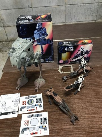 ★え16【ジャンク扱い　現状渡し】　STARWARS　スターウォーズ　フィギュア　まとめて　スピーダーバイク　AT-ST　ビンテージ　1990年代頃