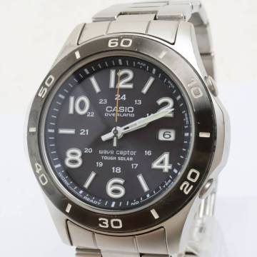 2608-528 DS カシオ オーバーランド OVW-110 電波ソーラー 腕時計 CASIO 日付 銀色ケース タフソーラー 純正ベルト