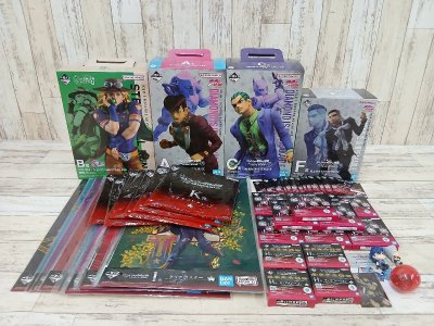 065C ジョジョの奇妙な冒険 フィギュア 小物 まとめ 東方仗助 川尻浩作 噴上裕也 ジャイロ・ツェペリ 一番くじ クリアポスターなど【中古】