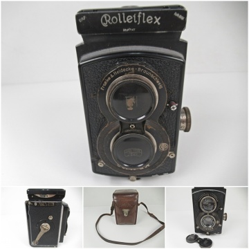 ◆[C52]Rolleiflex ローライフレックス スタンダード 二眼レフカメラ ケース付き ビンテージカメラ 現状品