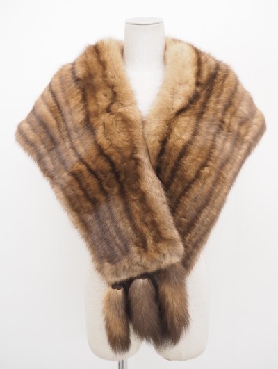 ☆ロシアンセーブル☆ショール☆130cm&times;30cm☆シルバーチップ入り☆