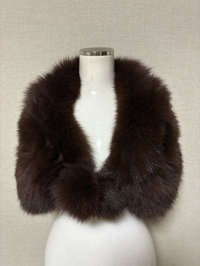 ■染めブルーフォックス■ショール■31cmｘ94cm■