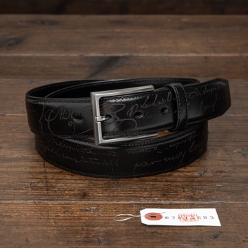 カリグラフィー【牛革】イタリアンレザー ビンテージブラック メンズ ビジネス 紳士 本革 ベルト 新品 未使用 送料無料 1円 黒色 田中革具