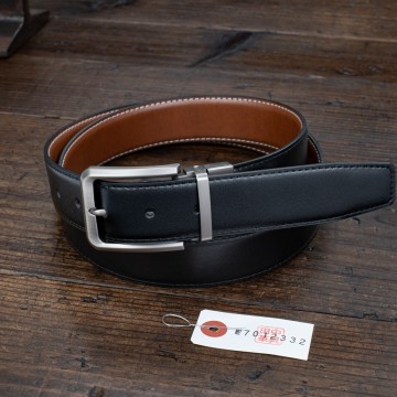 リバーシブル【本革】イタリアンレザー ステンレスバックル メンズ ベルト ビジネス カジュアル 新品 未使用 送料無料 1円 茶 黒 田中革具
