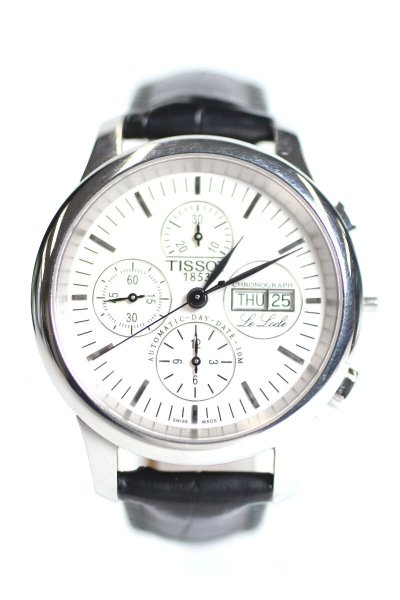 ★TISSOT ティソ ル・ロックス クロノグラフ L168/268-1 白文字盤 裏スケルトン 自動巻き デイデイト メンズ 腕時計 3848-TE