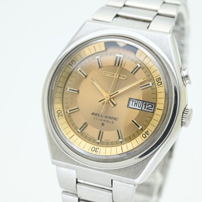 1円 美品 SEIKO ベルマチック●1976年 4006-6080 Bell-Matic 純正ブレス ゴールド 金色 動作品 ビンテージ 自動巻き メンズ腕時計 3