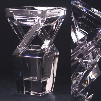 &nabla;花&nabla;【バカラ/Baccarat】 最高級クリスタルガラス アークテクチャ フラワーベース 純正レッドボックス 芸術的な幾何学造形
