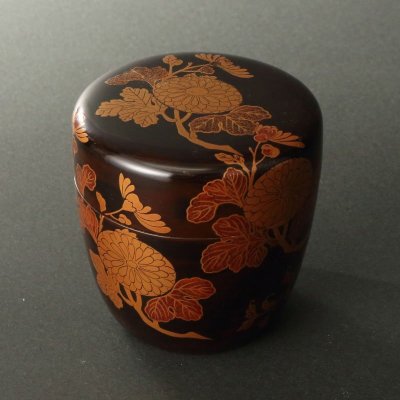 委託HK◇時代 菊桐蒔絵大棗 松尾不染斎書付（茶道具 薄茶器 高台寺蒔絵 嵯峨棗 松尾流 金蒔絵 蒔絵棗 茶人 宗匠 名古屋）