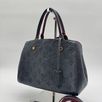 1円スタート 美品 LOUIS VUITTON ルイヴィトン モンテーニュMM マリーヌルージュ モノグラム アンプラント ハンドバッグ 2way ネイビー