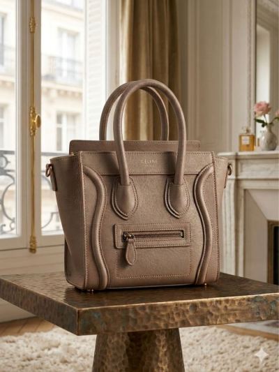 【中古品】セリーヌ ラゲージ ナノ スリ ドラムドカーフスキン 2WAY ハンドバッグ ショルダーバッグ CELINE