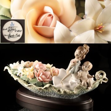 【流】リヤドロ LLADRO フィギュリン 陶人形「ドリームリバー」幅47cm 在銘 HF320