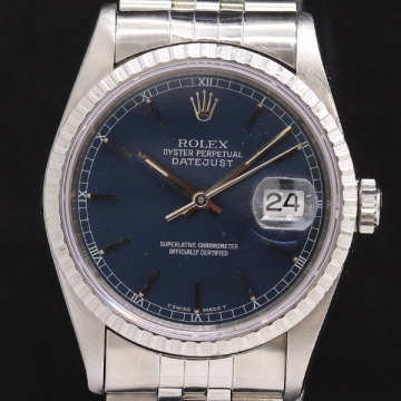 1円 稼働 良品 ロレックス デイトジャスト 16220 5629747 AT/自動巻 デイト ネイビー文字盤 メンズ腕時計 0567270 7PRT KZK