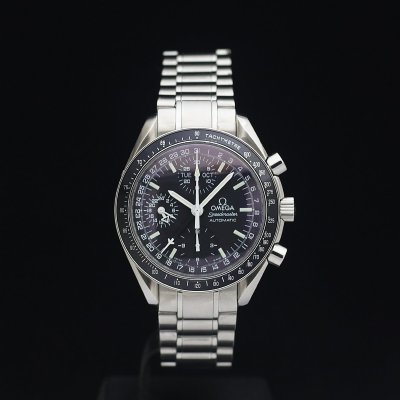 1円～ 美品 オーバーホール済 OMEGA オメガ スピードマスター マーク40 コスモス トリカレ SS メンズ 自動巻 黒文字盤 箱保取タグ