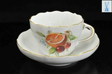 Meissen マイセン カップ＆ソーサー 1客 フルーツシリーズ『オレンジ＆チェリー』箱無し・中古品●1260202