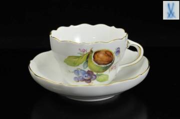 Meissen マイセン カップ＆ソーサー 1客 フルーツシリーズ『くるみ＆ブドウ』箱無し・中古品●1260204