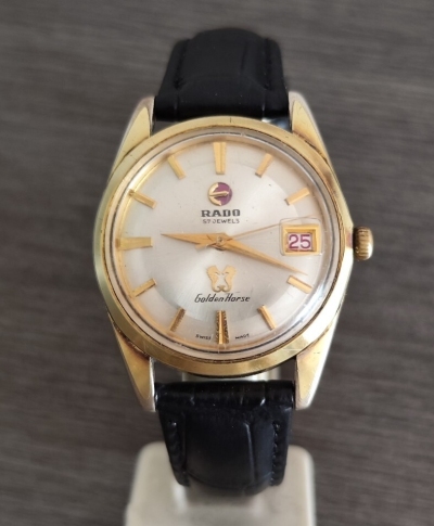 260917&minus;31 手巻き 稼働品 RADO Golden Horse メンズ腕時計 アイボリー文字盤 三針デイト 