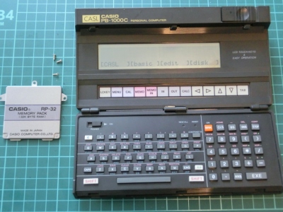 CASIO PB-1000C ポケコン ポケットコンピュータ RP-32 RAM メモリーパック付き タッチLCD 動作品 アセンブラ マシン語 BASIC CASL マイコン