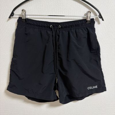 【美品】CELINE セリーヌ ロゴ ナイロン スイムショーツ 水陸両用ショートパンツ 水着 size S ブラック