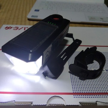 USB充電式自転車用フロントライト警告器付き