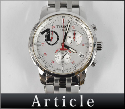 261845◇動作確認済 TISSOT ティソ マイケル オーウェン 限定モデル クロノグラフ 腕時計 クォーツ デイト SSシルバー メンズ/ D