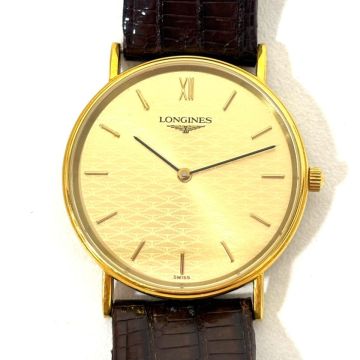【ジャンク品】LONGINES ロンジン L4.637.2 腕時計 ゴールド文字盤 レザーベルト メンズ ITF18W1PKQMK B0810
