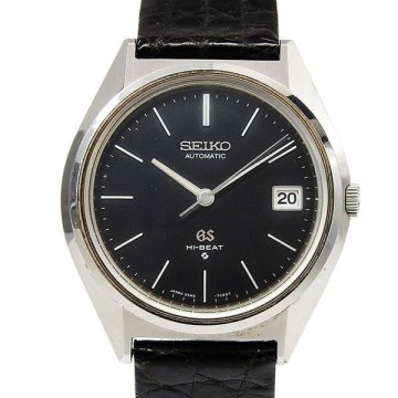 1円 稼働 グランドセイコー SEIKO 5645-7010 自動巻き ハイビート メダリオン 黒文字盤 SS&times;レザー メンズ 腕時計