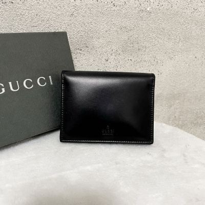 【新品保管品】 GUCCI グッチ レザー ブラック 名刺入れ 本革 黒 カードケース　ビジネス