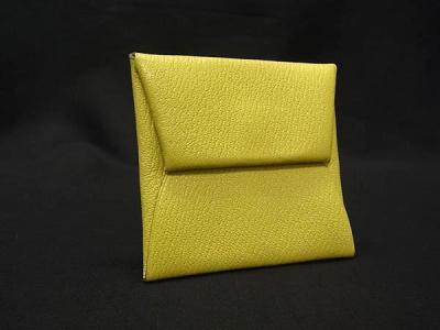 1円 ■美品■ HERMES エルメス カルヴィ シェーブル シルバー金具 コインケース コインパース 小銭入れ A刻印 イエロー系 FZ8051