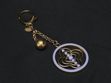 1円 ■美品■ LOUIS VUITTON ルイヴィトン M67127 ワーリーフラワー キーホルダー チャーム レディース パープル系&times;ゴールド系 FZ8046