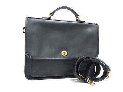 1円 COACH コーチ オールドコーチ 5181 ヴィンテージ USA アメリカ製 レザー クロスボディ ショルダーバッグ 斜め掛け ブラック系 BQ8975