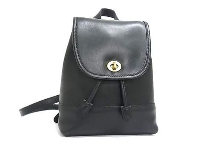 1円 ■美品■ COACH コーチ オールドコーチ ヴィンテージ コスタリカ製 レザー リュックサック バックパック ブラック系 GC3500