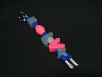 1円 LOUIS VUITTON ルイヴィトン MP3458 LV プレイ ストラップ キーホルダー キーリング レディース ブルー系&times;ピンク系 HD2188