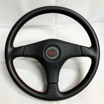 【G306】ステアリング NARDI ナルディ STI SUBARU TECNICA INTERNATIONAL 3本スポーク ブラック 黒 レザー ハンドル 本体 パーツ 現状品