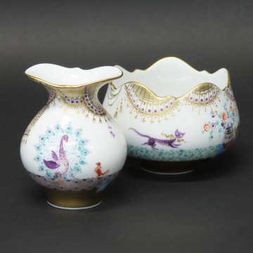 1000円～真作【特集 マイセン 美術品 03】美品 一級品 MEISSEN 最高級シリーズ「アラビアンナイト千夜一夜物語」クリーマー&シュガーポット