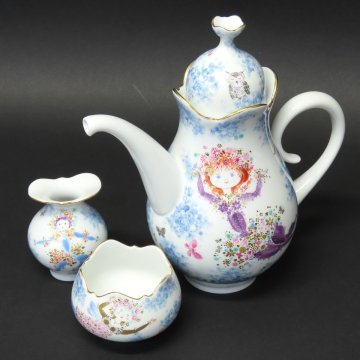 1000円～真作【特集 マイセン 美術品 06】美品 一級品 MEISSEN「ミッドサマーナイトドリーム 真夏の夜の夢」ティーポット シュガーポット
