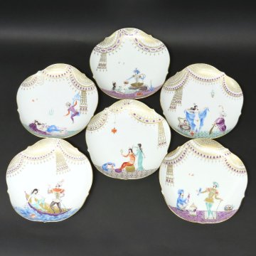 1000円～真作【特集 マイセン 美術品 04】美品 一級品 MEISSEN 最高級シリーズ「アラビアンナイト 千夜一夜物語」プレート・皿 6枚セット