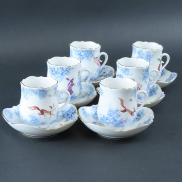 1000円～真作【特集 マイセン 美術品 07】美品 一級品 MEISSEN ミッドサマーナイトドリーム 真夏の夜の夢 カップ＆ソーサー Cup Saucer 6客